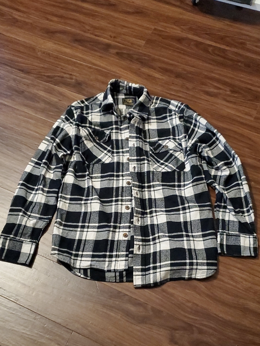 Jachs Heritage Flannel Black and White Plaid Button-Down Shirt